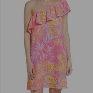 Lilly Pulitzer Pink and Orange One-Shoulder Dress